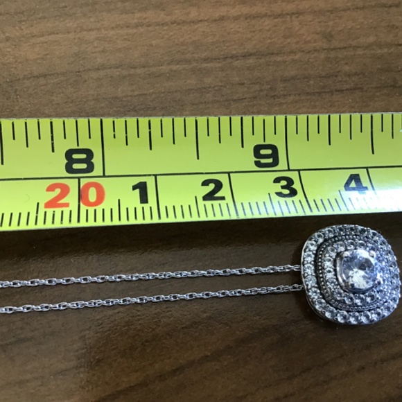 Peoples JWBR Diamond 925 Cushion Shaped Double Halo Frame Pendant/Twisted Chain - Picture 8 of 11